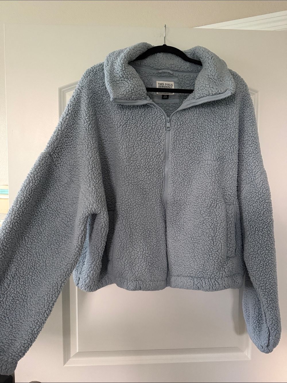American Eagle Outfitters Light Blue Sherpa Zip-Up Jacket